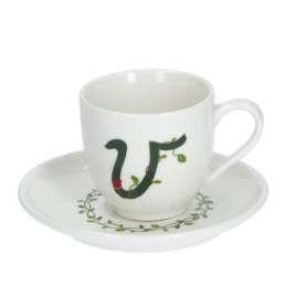 Tazza caffè con piattino lettera V Solotua