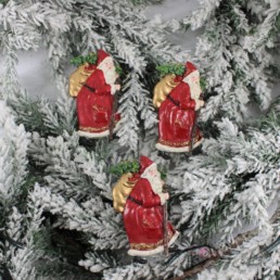 Decorazione albero Babbo Natale con sacco doni Set 3 pezzi