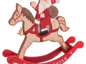 Cavallo a dondolo in legno rosso