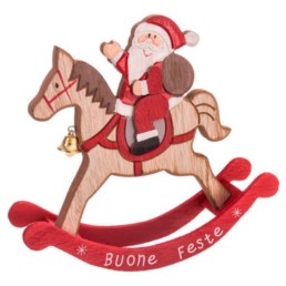 Cavallo a dondolo in legno rosso