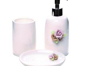 Set accessori bagno 3 pezzi in ceramica Fiore