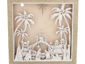 La Maison Store quadro legno presepe con led 25x25