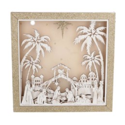 La Maison Store quadro legno presepe con led 25x25