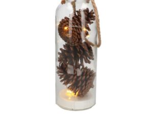 La Maison Store Bottiglia vetro led con pigne H31