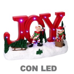 La Maison Store Scritta con elfi rosso con led cm30
