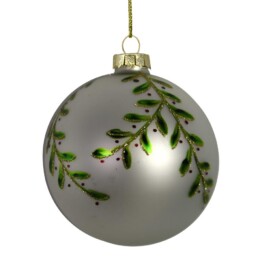 La Maison Store Sfera vetro foglie verdi argento cm ø8