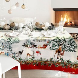 Casa Anversa Tovaglia Christmas Village rossa disponibile in 3 misure