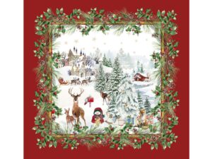 Casa Anversa Centrotavola Natalizio Christmas Village Rosso 95×95