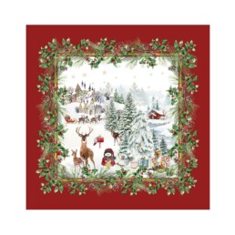 Casa Anversa Centrotavola Natalizio Christmas Village Rosso 95×95