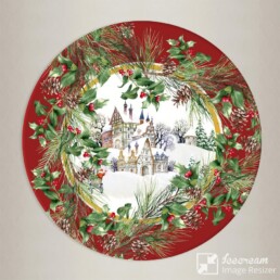 Casa Anversa Set 2 pezzi sottopiatti natalizi Christmas Village Rossi