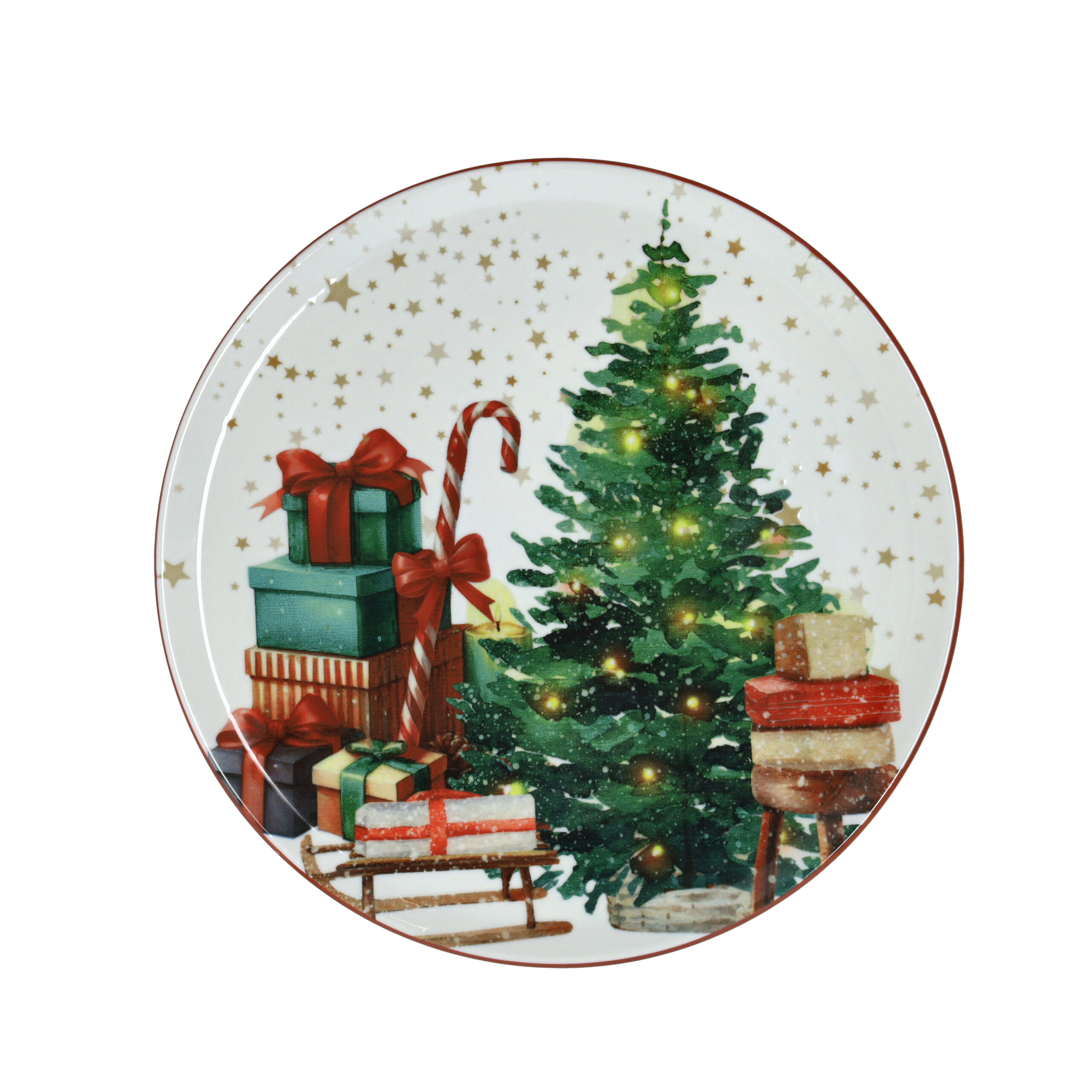 Andrea Fontebasso Piatto Panettone Albero e Regali cm 31